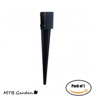 MTB Fence Post Anchor Ground Spike Metal Black Powder Coated 32 x 4 x 4 Inches Outer Diameter (Inner Diameter 3.5 x3.5 Inches), Pack of 1