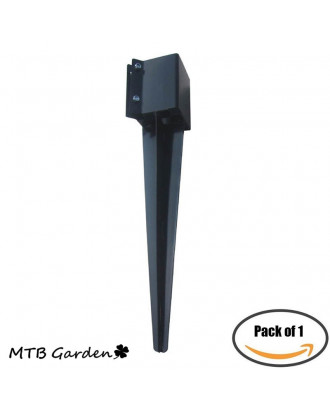 MTB Fence Post Anchor Ground Spike Metal Black Powder Coated 36 x 6 x 6 Inches Outer Diameter (Inner Diameter 5.5 x5.5 Inches), Pack of 1
