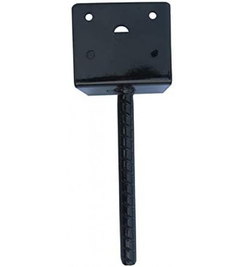 MTB U Shape Fence Post Holder Ground Spike Post Anchor Metal Black Powder Coated 6 Inches x 6 Inches Pack of 4