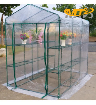 MTB Outdoor Portable Walk-in Garden Greenhouse Replacement PVC Cover for Greenhouse with 2 Tiers 12 Shelves for Frame Size 84x56x77inch