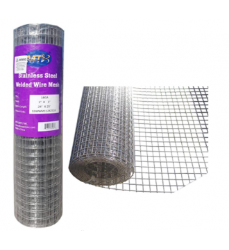 MTB SS304 Stainless Steel Welded Wire Mesh 24 inches x 25 feet- 1inch x 1inch Mesh 18GA(1.2mm)