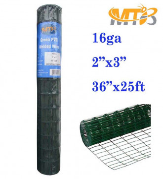 MTB Green PVC Welded Wire 36"x25'-2"x3" 16GA