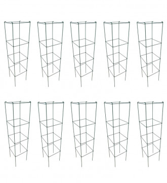 MTB PVC green Square Folding Tomato Cage Plant Support Stake Tower 12 inch by 46 inch, Pack of 10 Sets