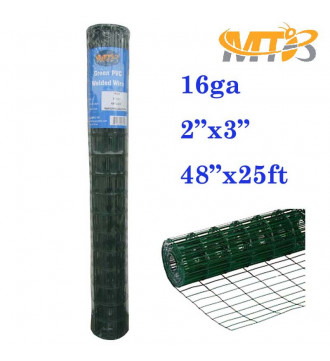 MTB Green PVC Welded Wire Mesh Garden Economy Fence 48" x25'- 2"x3" 16GA