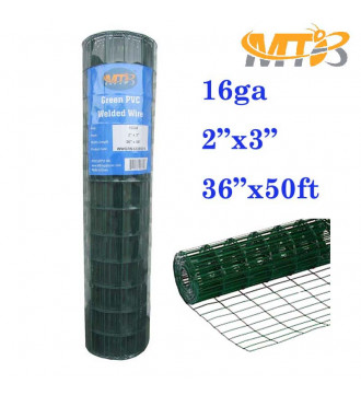 MTB Green PVC Welded Wire Mesh Garden Economy Fence 36" x50'- 2"x3" 16GA
