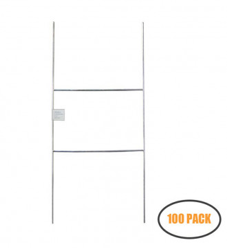 MTB H Frame Wire Stakes 20 x10-inch (Pkg of 100) 9ga Metal -Yard Sign Stakes for Advertising Board,Yard Stakes for Signs