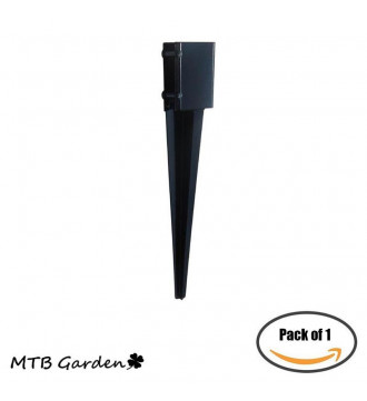 MTB Garden Fence Post Anchor Ground Spike Metal Black Powder Coated 24 x 4 x 4 Inches Outer Diameter (Inner Diameter 3.5 x3.5 Inches), Pack of 1
