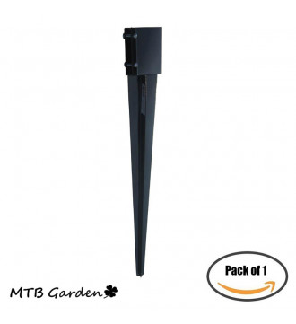 MTB Fence Post Anchor Ground Spike Metal Black Powder Coated 36 x 4 x 4 Inches Outer Diameter (Inner Diameter 3.5 x3.5 Inches), Pack of 1