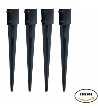 MTB Fence Post Anchor Ground Spike Metal Black Powder Coated 36 x 6 x 6 Inches Outer Diameter (Inner Diameter 5.5 x5.5 Inches), Pack of 4