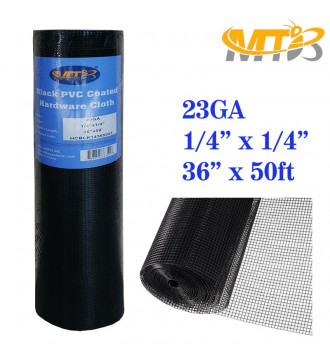 MTB Black PVC Coated Hardware Cloth 36 Inch x 50 Foot -1/4 Inch x 1/4 Inch 23GA