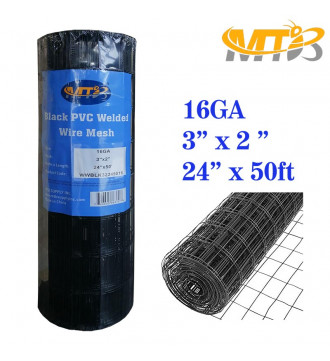 MTB Black PVC Coated Welded Wire Mesh Garden Economy Fence 24 Inch x 50 Foot-3 Inch x 2 Inch 16GA