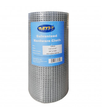 MTB Galvanized Hardware Cloth 24 Inch x 100 Foot -1/2 Inch x 1/2 Inch 19GA