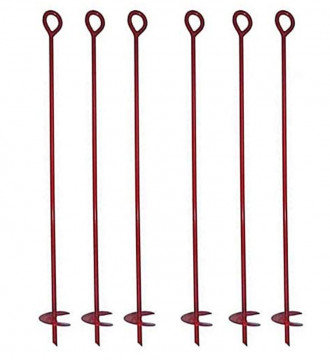 MTB 40 Inch Auger Earth Anchor 4 Inch W Helix, 14mm Rod, Painted red, Heavy Duty Ground Anchor Hook for Guying Tents Fencing Canopies, Pack of 6,Ground Anchor,Eye Anchor